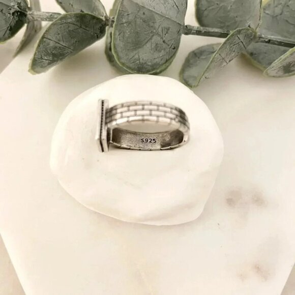 925 Sterling Silver Geometric Black Ring Heart Square Circle Ring Dainty Ring - Picture 9 of 10